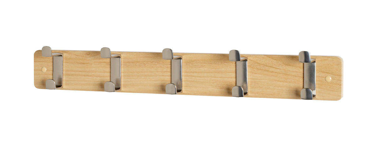 HAKU Möbel Garderobenleiste aus MDF B 45-55 cm H 7 cm, 55 x 6 cm, H 7 cm in Edelstahloptik, Eiche
