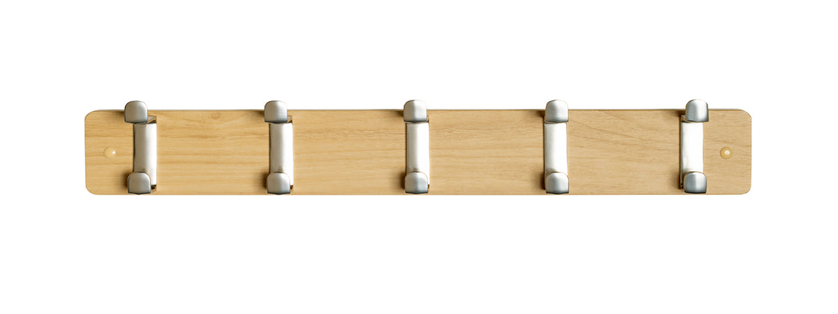 HAKU Möbel Garderobenleiste aus MDF B 45-55 cm H 7 cm, 55 x 6 cm, H 7 cm in Edelstahloptik, Eiche