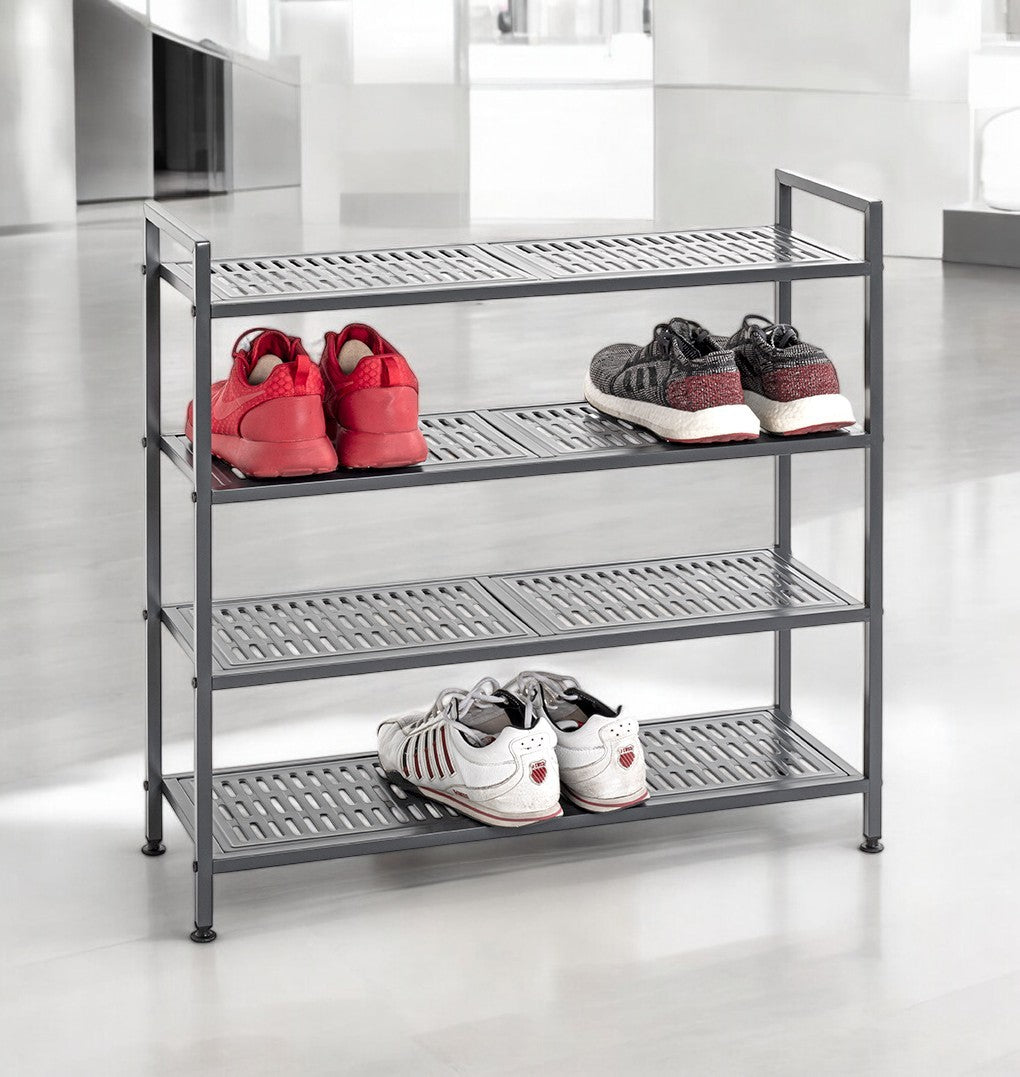 HAKU Möbel Schuhregal aus Metall Füsse höhenverstellbar in Anthrazit, 73 x 25 cm, H 72 cm