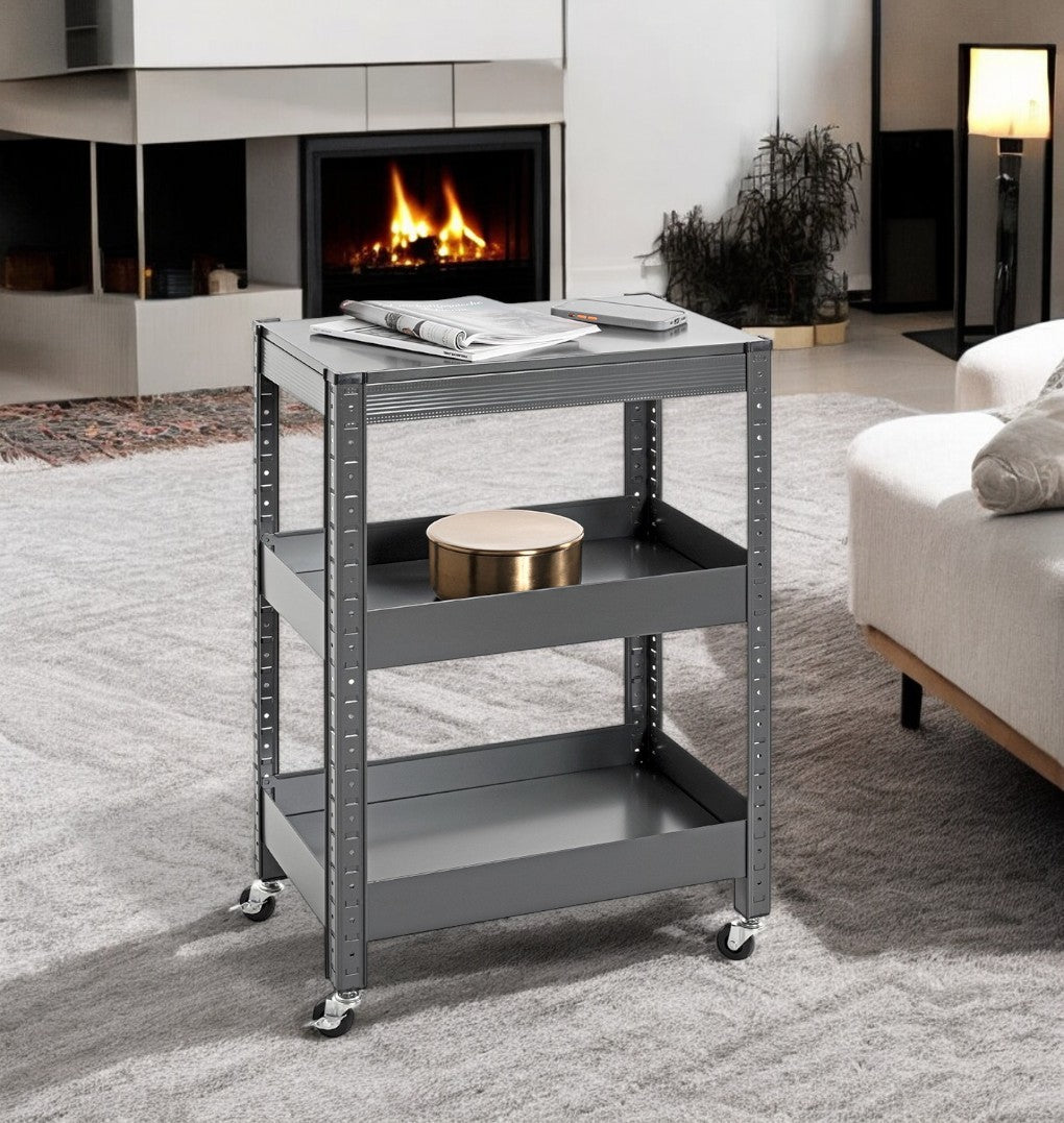 HAKU Möbel Servierwagen aus Metall 50 x 32 x 75 cm in Anthrazit