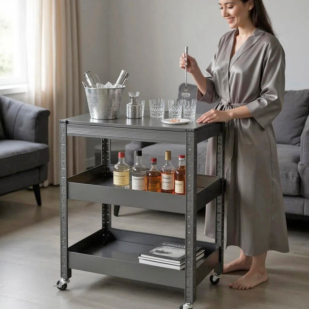 HAKU Möbel Servierwagen aus Metall 50 x 32 x 75 cm in Anthrazit