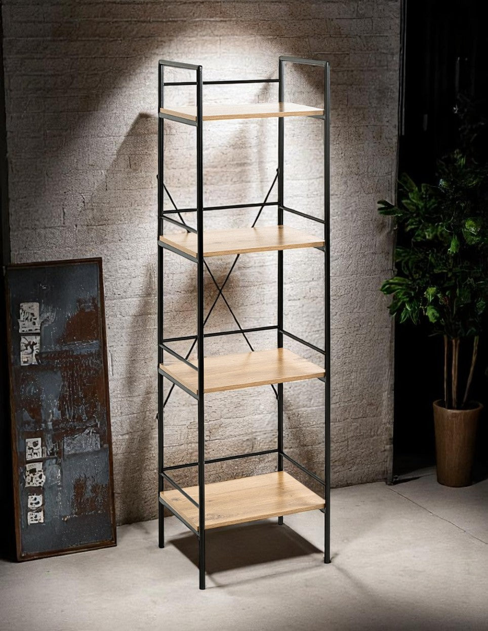 HAKU Möbel Regal aus MDF Kippschutz in Braun 34 x 27 x 130 cm