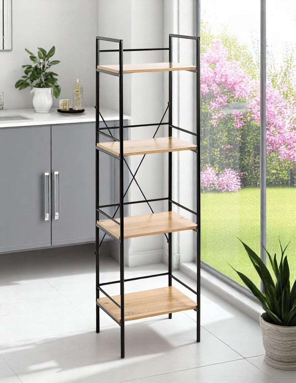 HAKU Möbel Regal aus MDF Kippschutz in Braun 34 x 27 x 130 cm