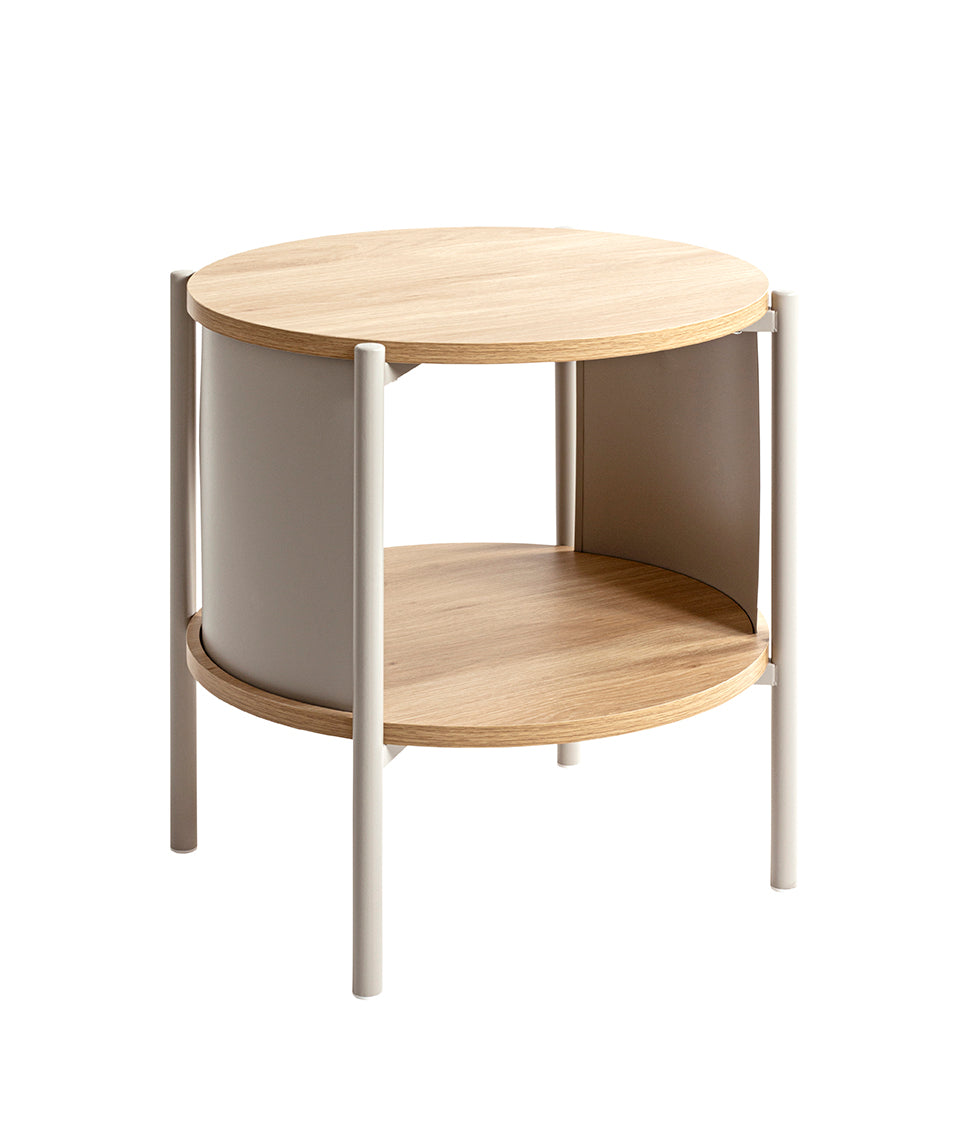 HAKU Möbel Beistelltisch aus MDF kratzbeständig in Braun H 44-60 cm Ø 44 cm, Ø 44 cm, H 44 cm in Eiche, Grau (Eiche natur, Kaschmirgrau)