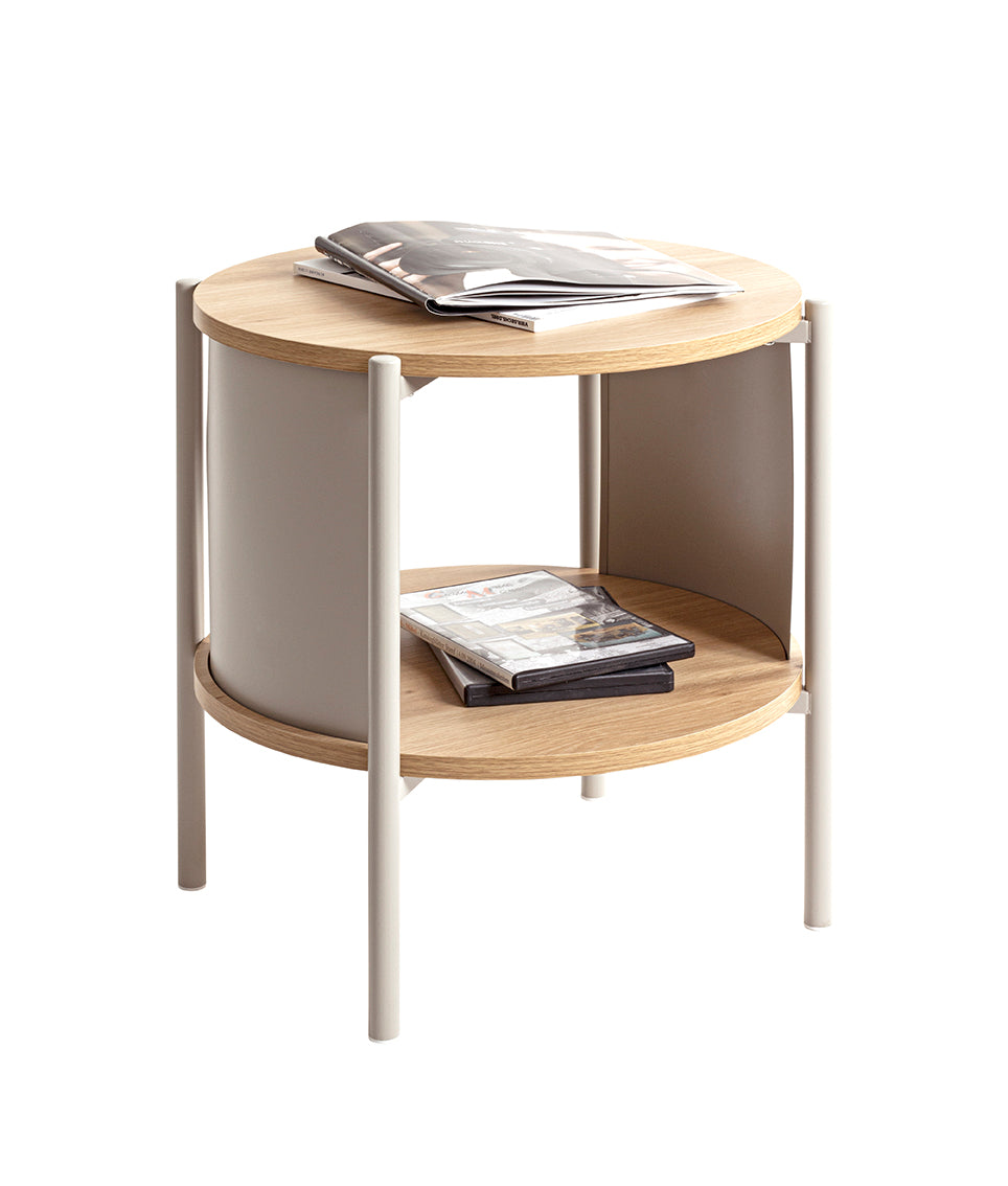 HAKU Möbel Beistelltisch aus MDF kratzbeständig in Braun H 44-60 cm Ø 44 cm, Ø 44 cm, H 44 cm in Eiche, Grau (Eiche natur, Kaschmirgrau)