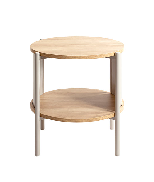 HAKU Möbel Beistelltisch aus MDF kratzbeständig in Braun H 44-60 cm Ø 44 cm, Ø 44 cm, H 44 cm in Eiche, Grau (Eiche natur, Kaschmirgrau)
