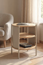 HAKU Möbel Beistelltisch aus MDF kratzbeständig in Braun H 44-60 cm Ø 44 cm, Ø 44 cm, H 60 cm in Eiche, Grau (Eiche natur, Kaschmirgrau)