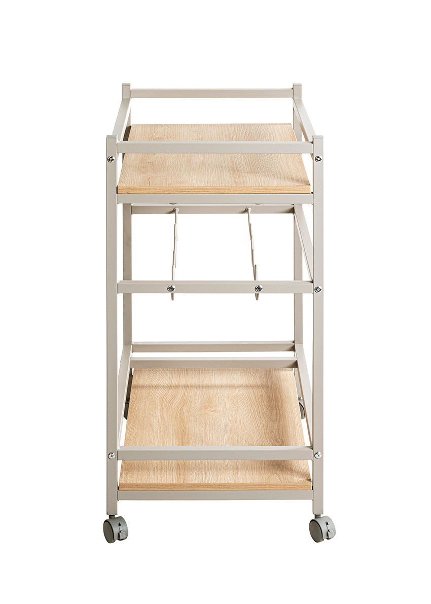 HAKU Möbel Servierwagen aus MDF kratzbeständig in Braun 60 x 40 x 80 cm in Eiche, Kaschmir (Eiche natur, Kaschmir)