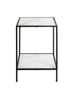 HAKU Möbel Beistelltisch aus Kunstmarmor Füsse höhenverstellbar 40 x 40 x 60 cm in Schwarz, Weiss