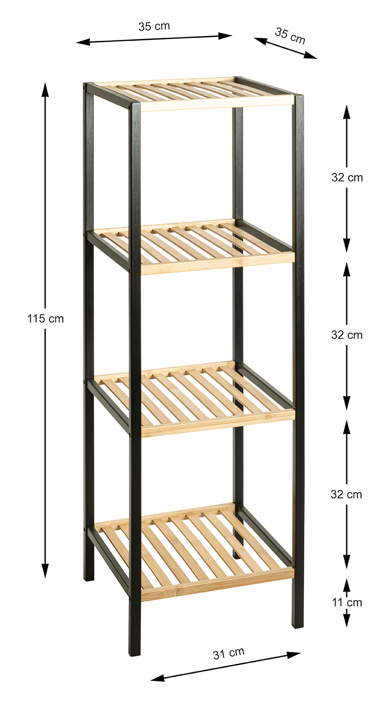 HAKU Möbel Regal aus Bambus in Natur B 35 cm H 81-115 cm, 35 x 35 cm, H 115 cm