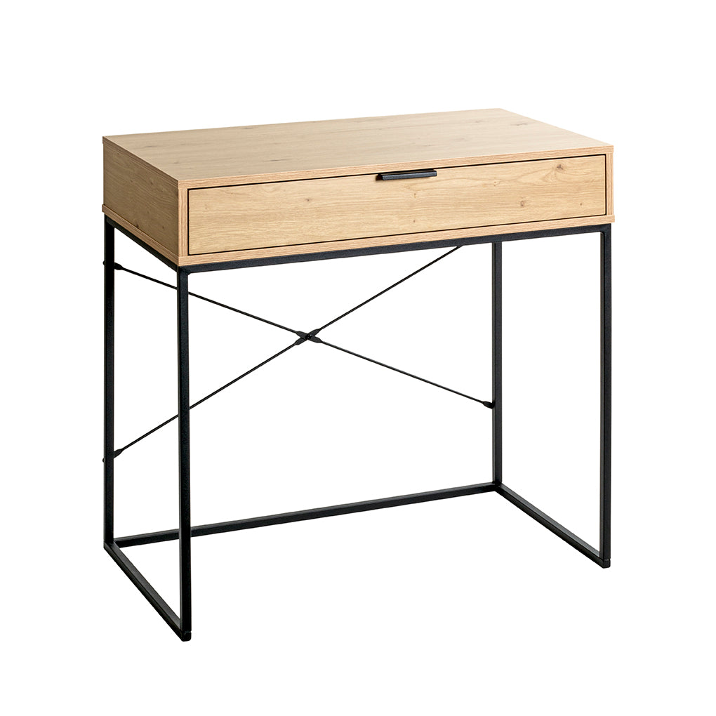 HAKU Möbel Konsole aus Holzwerkstoff Kippschutz 80 x 46 x 79 cm in Eiche, Schwarz (Eiche hell)