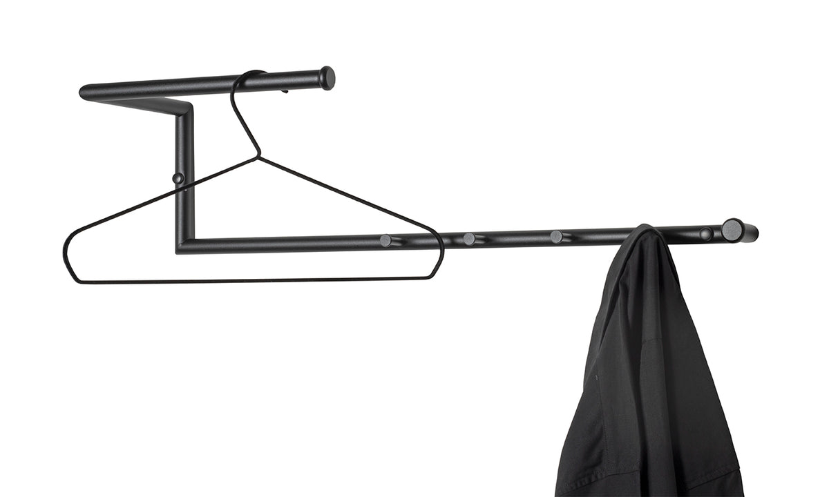HAKU Möbel Wandgarderobe aus Metall in Schwarz 70 x 20 x 18 cm