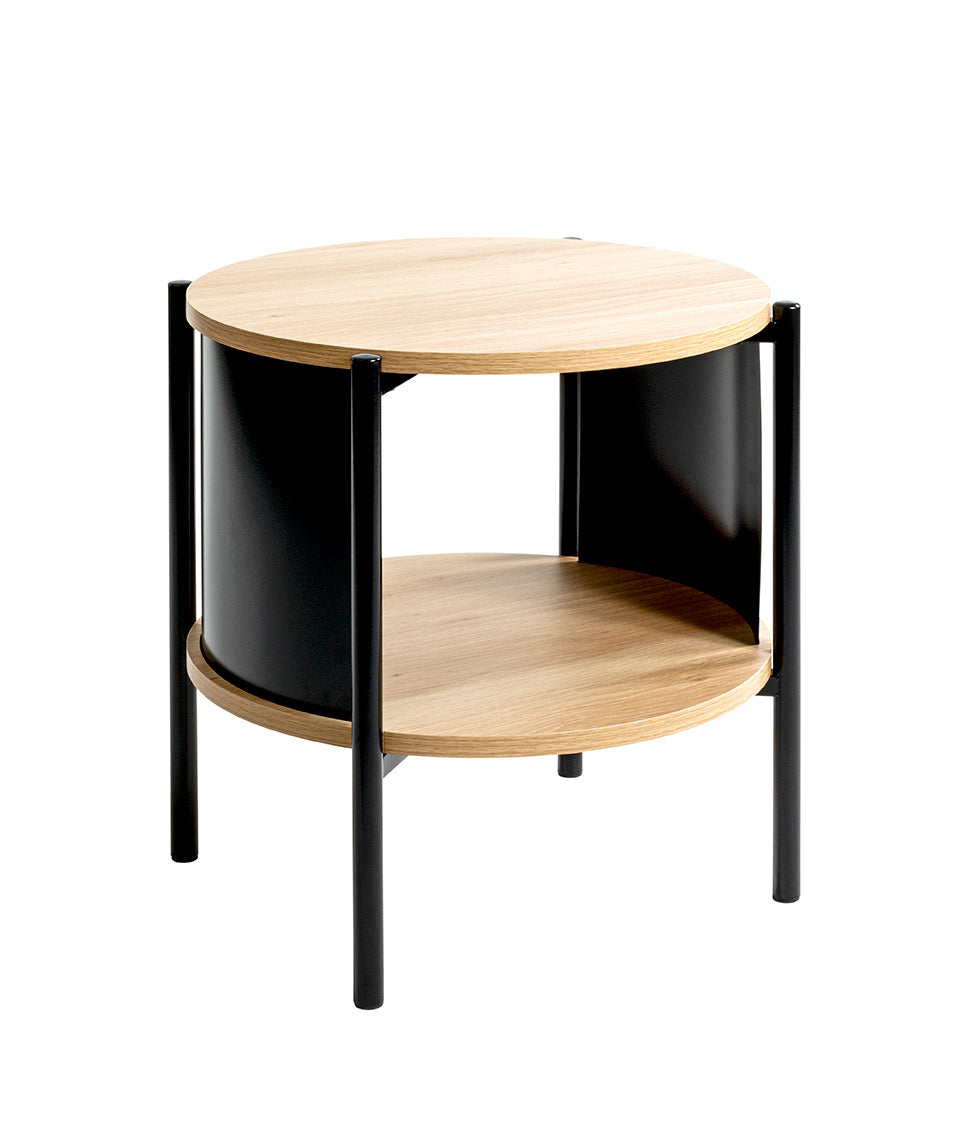 HAKU Möbel Beistelltisch aus MDF kratzbeständig in Braun H 44-60 cm Ø 44 cm, Ø 44 cm, H 44 cm in Eiche, Schwarz (Eiche natur)