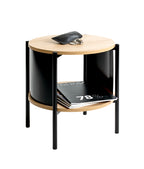HAKU Möbel Beistelltisch aus MDF kratzbeständig in Braun H 44-60 cm Ø 44 cm, Ø 44 cm, H 44 cm in Eiche, Schwarz (Eiche natur)
