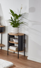 HAKU Möbel Beistelltisch aus MDF kratzbeständig in Braun H 44-60 cm Ø 44 cm, Ø 44 cm, H 60 cm in Eiche, Schwarz (Eiche natur)