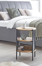 HAKU Möbel Beistelltisch aus MDF kratzbeständig in Braun H 44-60 cm Ø 44 cm, Ø 44 cm, H 60 cm in Eiche, Schwarz (Eiche natur)