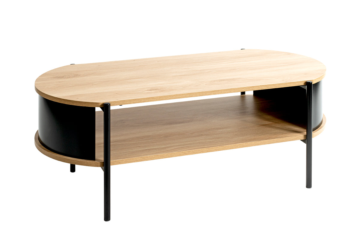 HAKU Möbel Couchtisch aus MDF kratzbeständig in Braun in Eiche, Schwarz (Eiche natur)