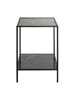 HAKU Möbel Beistelltisch aus Kunstmarmor Füsse höhenverstellbar 40 x 40 x 60 cm in Schwarz