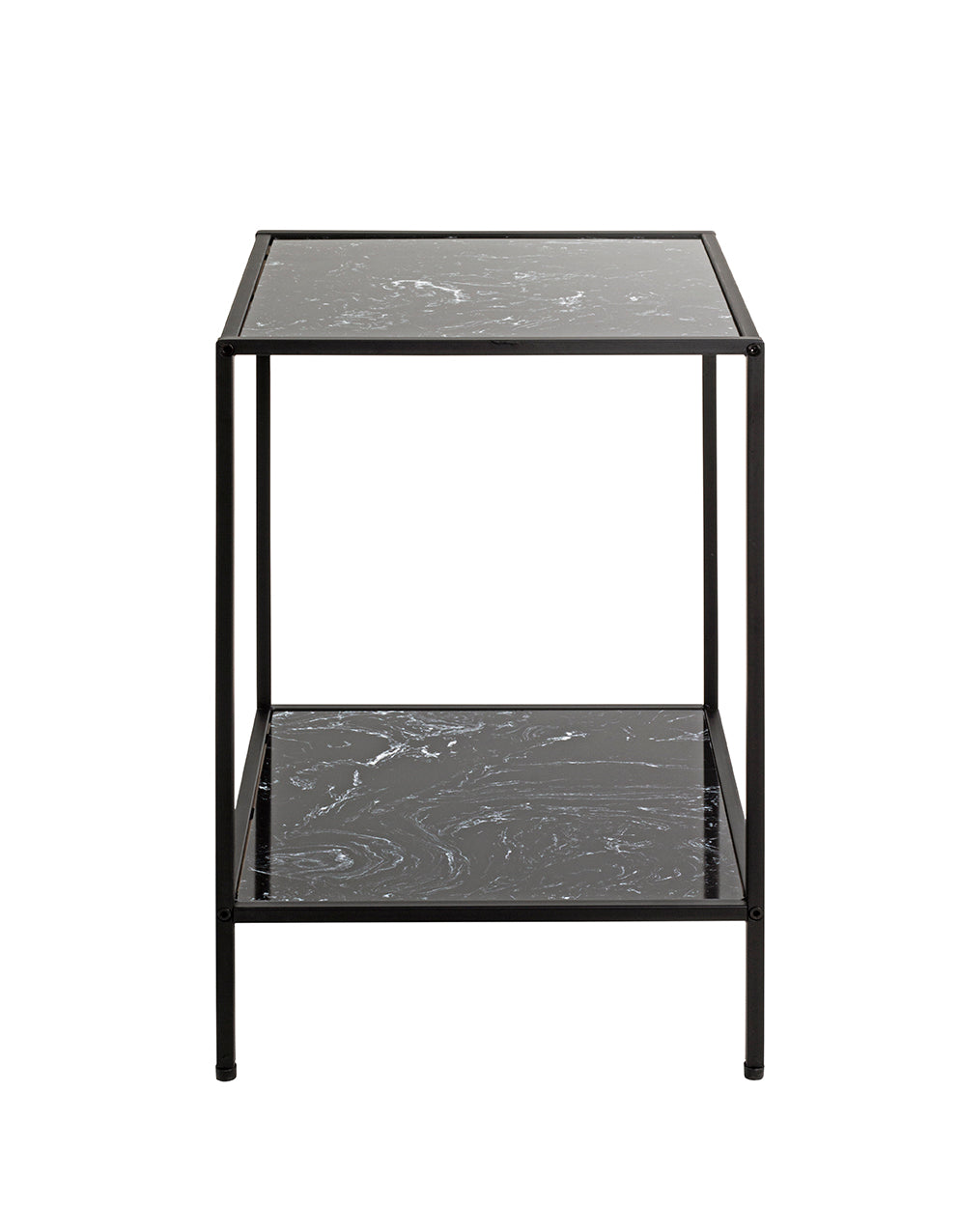 HAKU Möbel Beistelltisch aus Kunstmarmor Füsse höhenverstellbar 40 x 40 x 60 cm in Schwarz