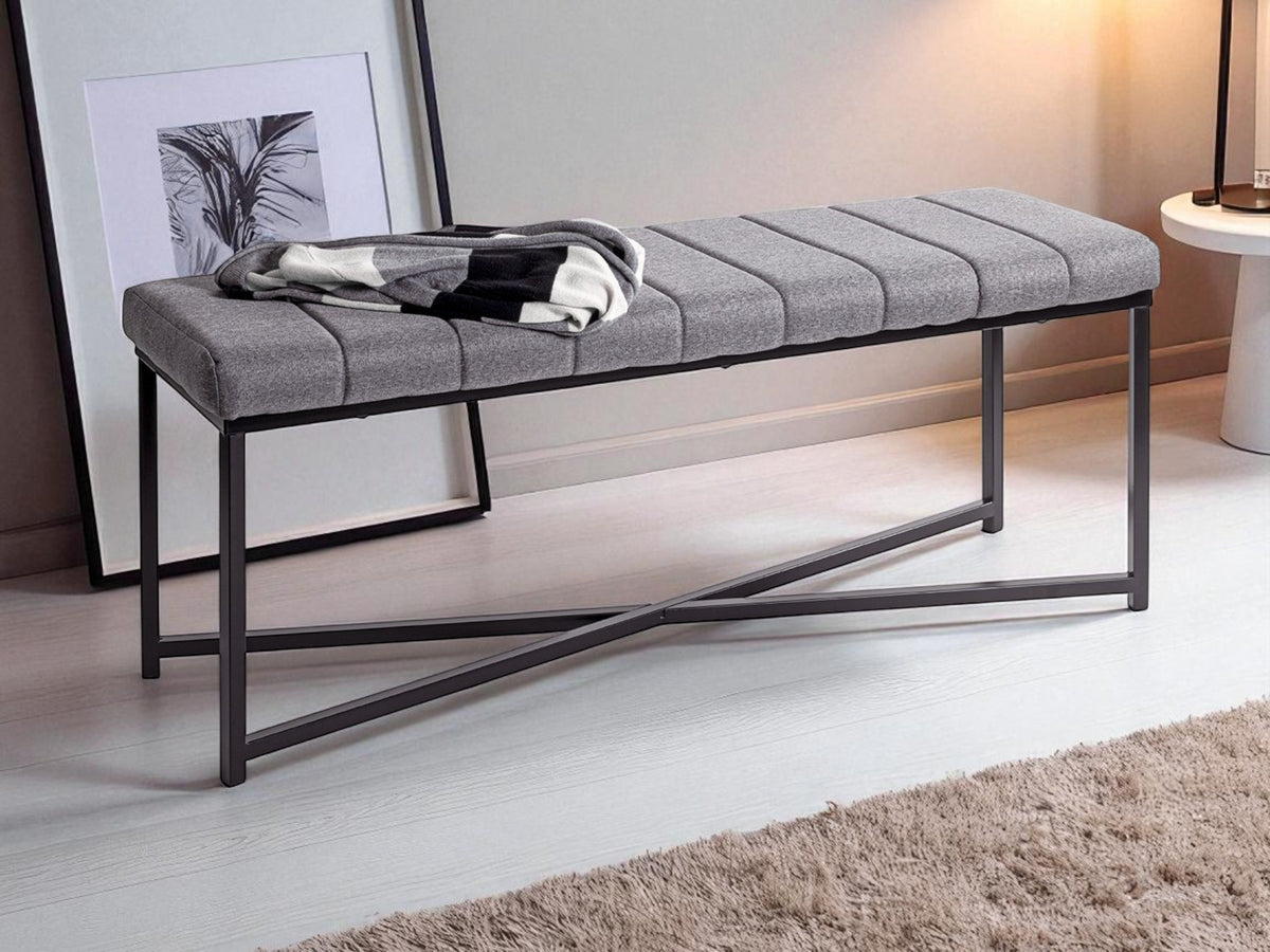 HAKU Möbel Bank aus Metall gepolstert in Schwarz 118 x 38 x 47 cm