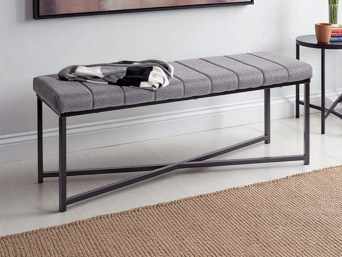 HAKU Möbel Bank aus Metall gepolstert in Schwarz 118 x 38 x 47 cm