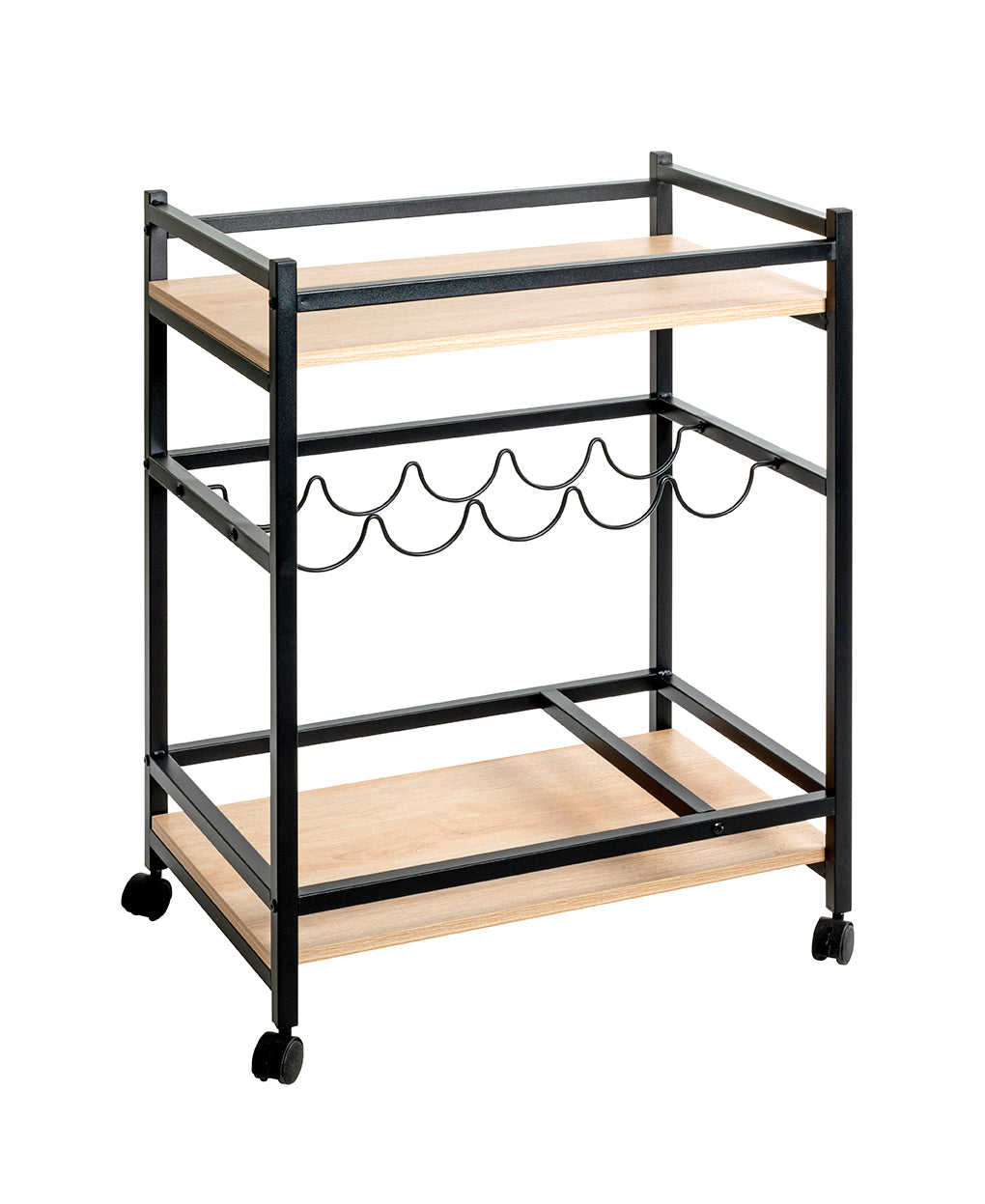HAKU Möbel Servierwagen aus MDF kratzbeständig in Braun 60 x 40 x 80 cm in Eiche, Schwarz (Eiche natur)