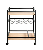 HAKU Möbel Servierwagen aus MDF kratzbeständig in Braun 60 x 40 x 80 cm in Eiche, Schwarz (Eiche natur)