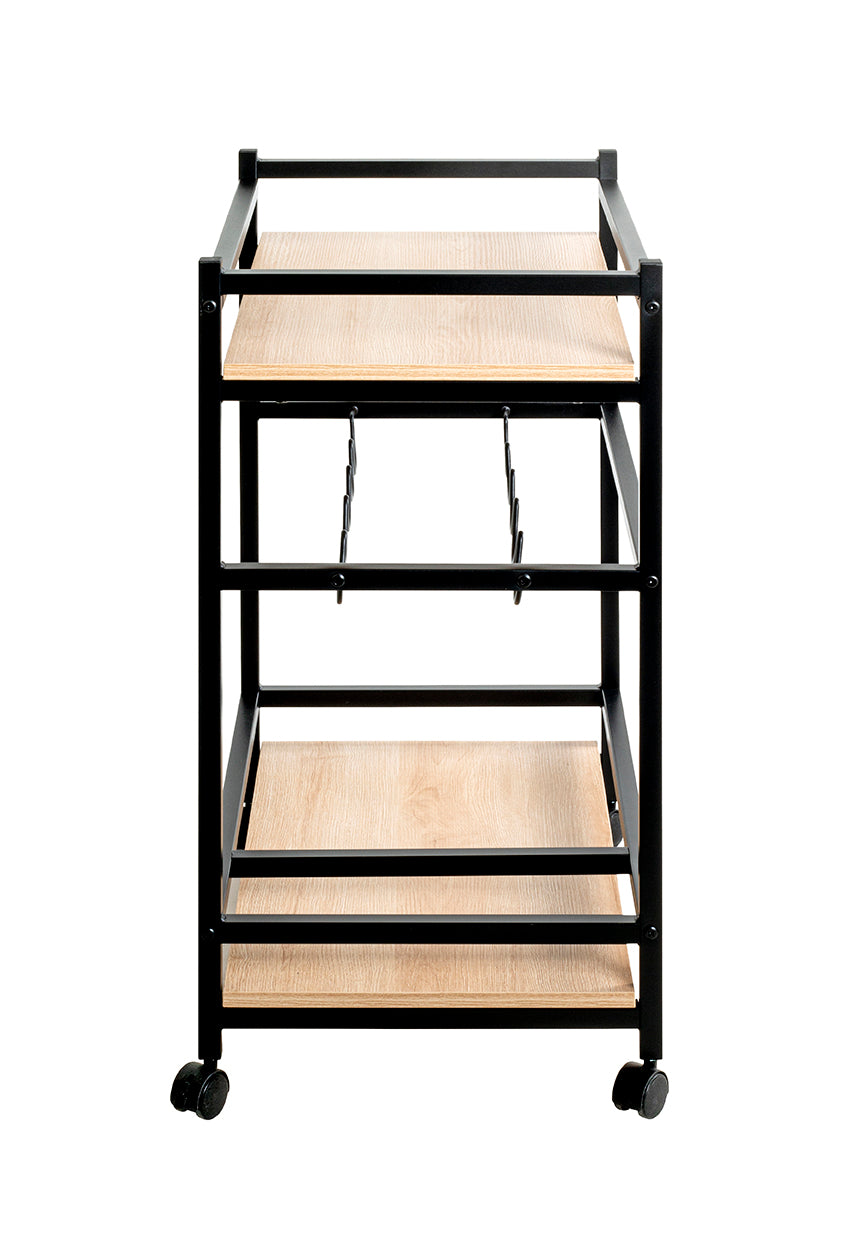 HAKU Möbel Servierwagen aus MDF kratzbeständig in Braun 60 x 40 x 80 cm in Eiche, Schwarz (Eiche natur)
