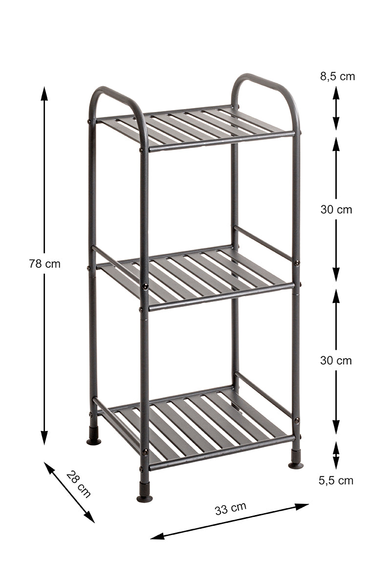 HAKU Möbel Regal aus Metall Füsse höhenverstellbar in Anthrazit 33 x 28 x 78 cm