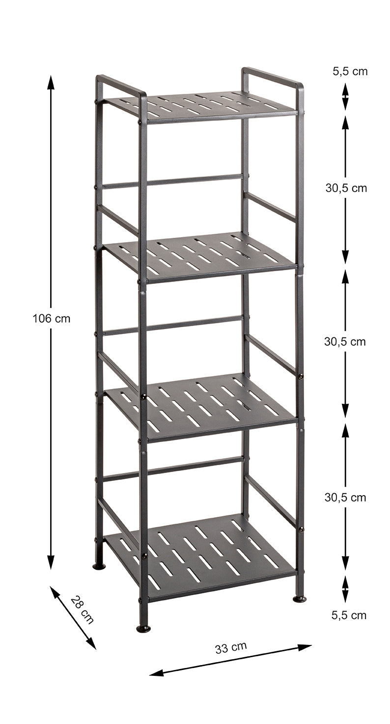 HAKU Möbel Regal aus Metall Füsse höhenverstellbar in Anthrazit 33 x 28 x 106 cm