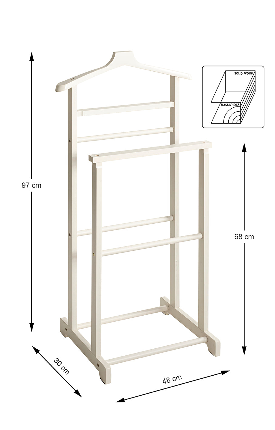 HAKU Möbel Herrendiener aus Bambus 48 x 36 x 97 cm in Creme