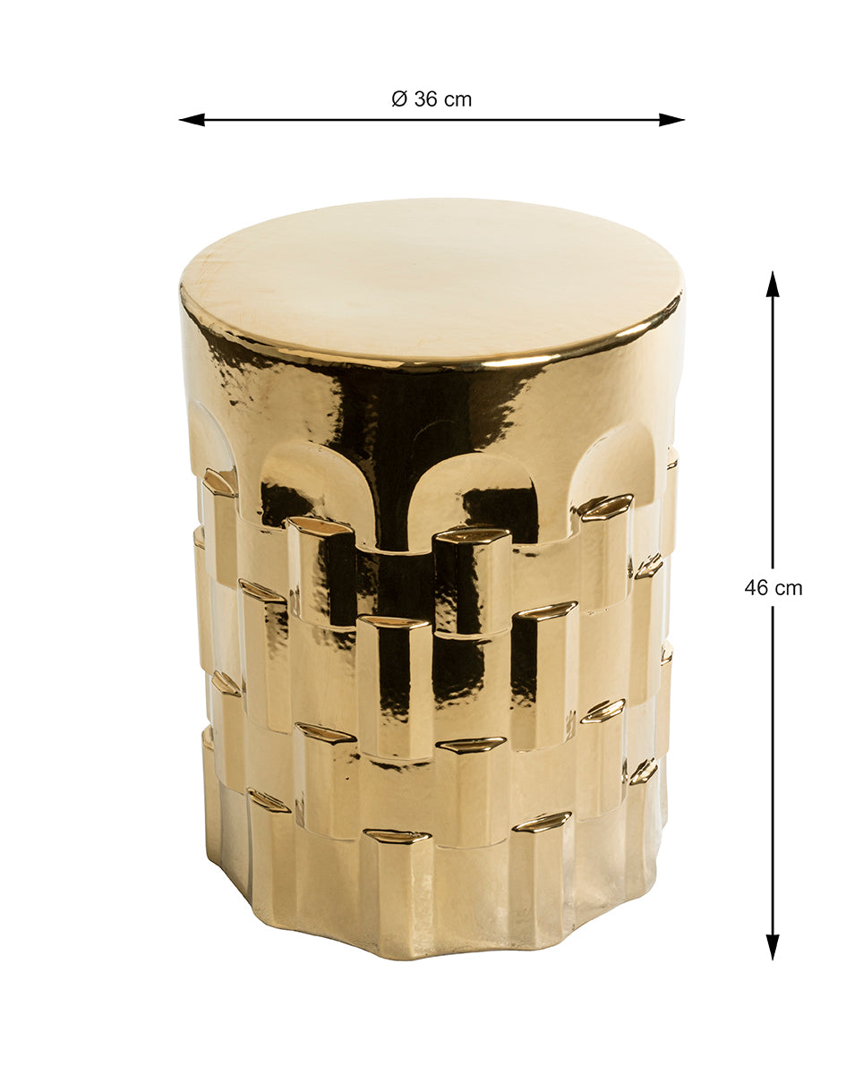 HAKU Möbel Beistelltisch aus Keramik Säulenfuss in Gold