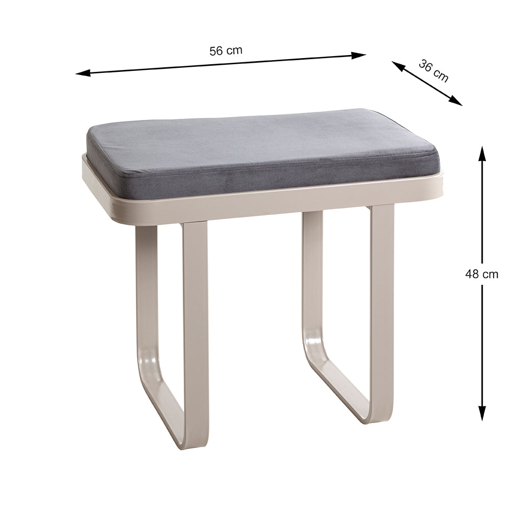HAKU Möbel Bank aus Metall gepolstert, 56 x 36 cm, H 48 cm in Anthrazit, Kaschmir