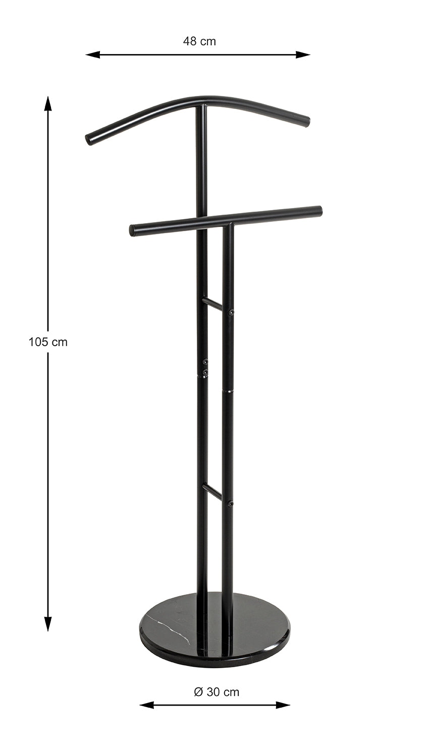 HAKU Möbel Herrendiener aus Metall mit Marmor in Schwarz