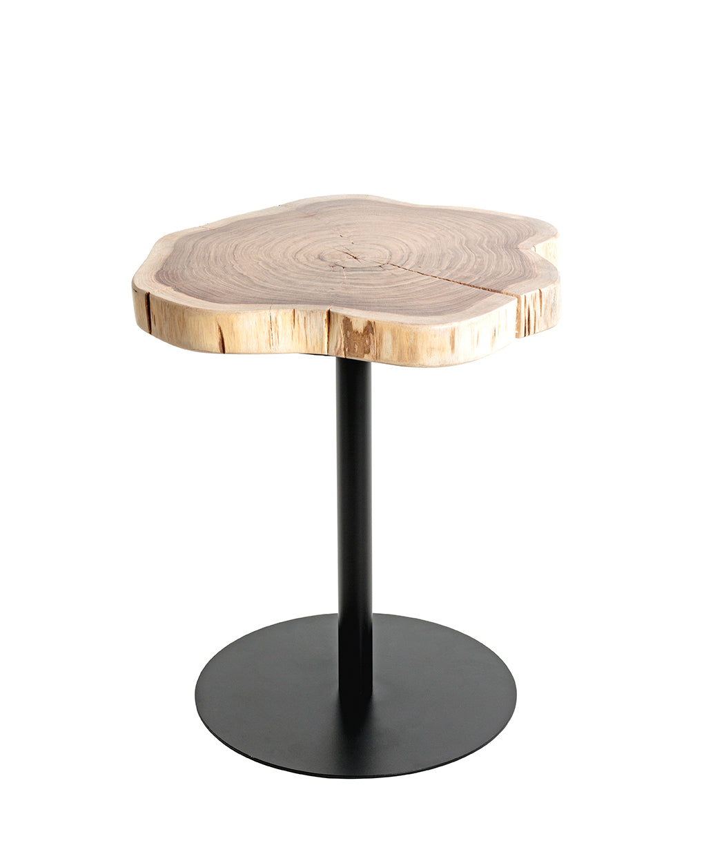 HAKU Möbel Beistelltisch aus Massivholz Baumkante in Braun, Ø 35 cm, H 43 cm