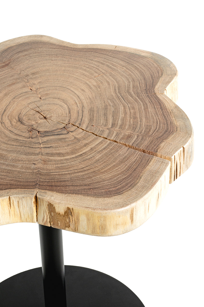HAKU Möbel Beistelltisch aus Massivholz Baumkante in Braun, Ø 35 cm, H 43 cm