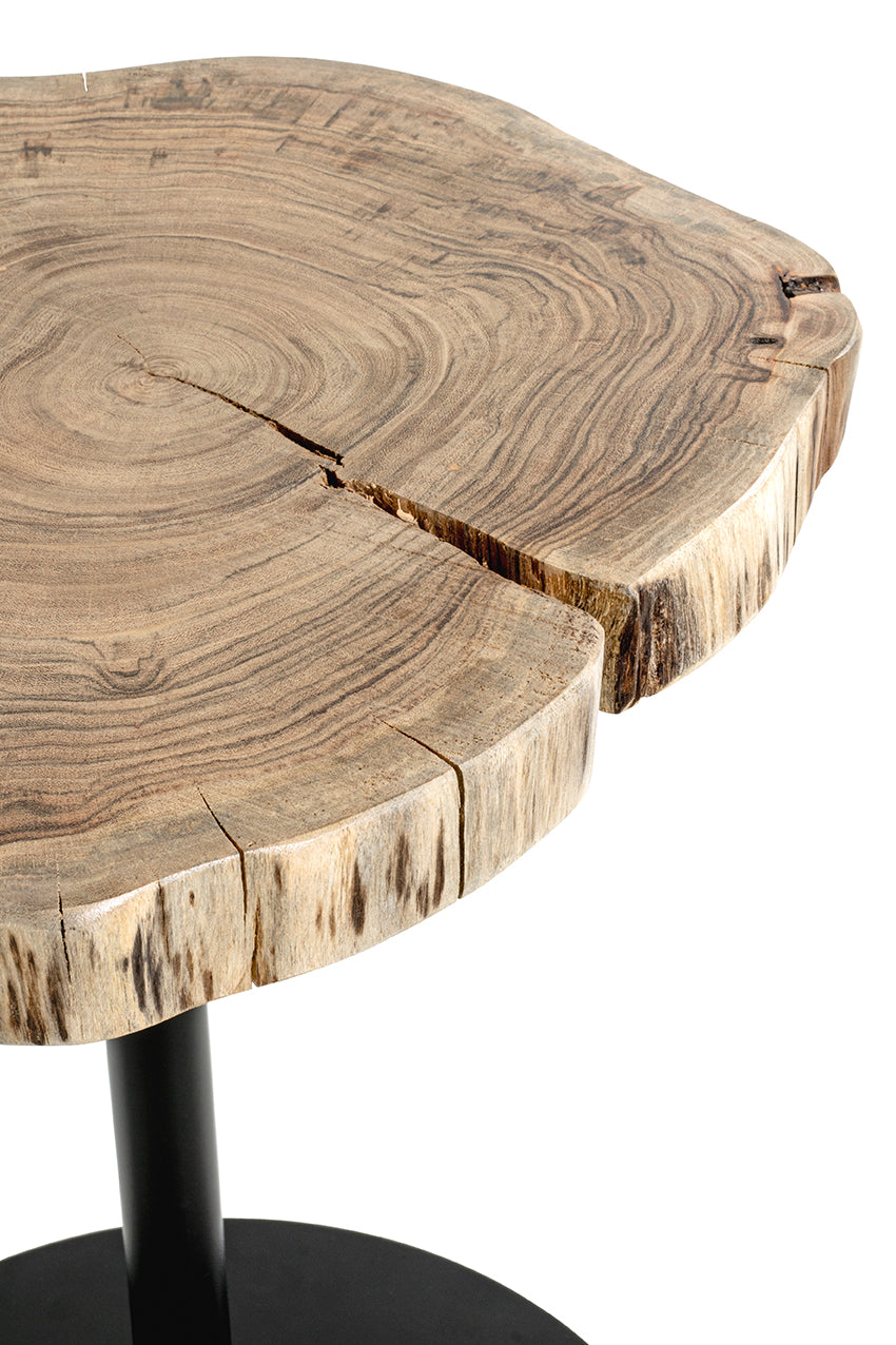 HAKU Möbel Beistelltisch aus Massivholz Baumkante in Braun, Ø 40 cm, H 50 cm