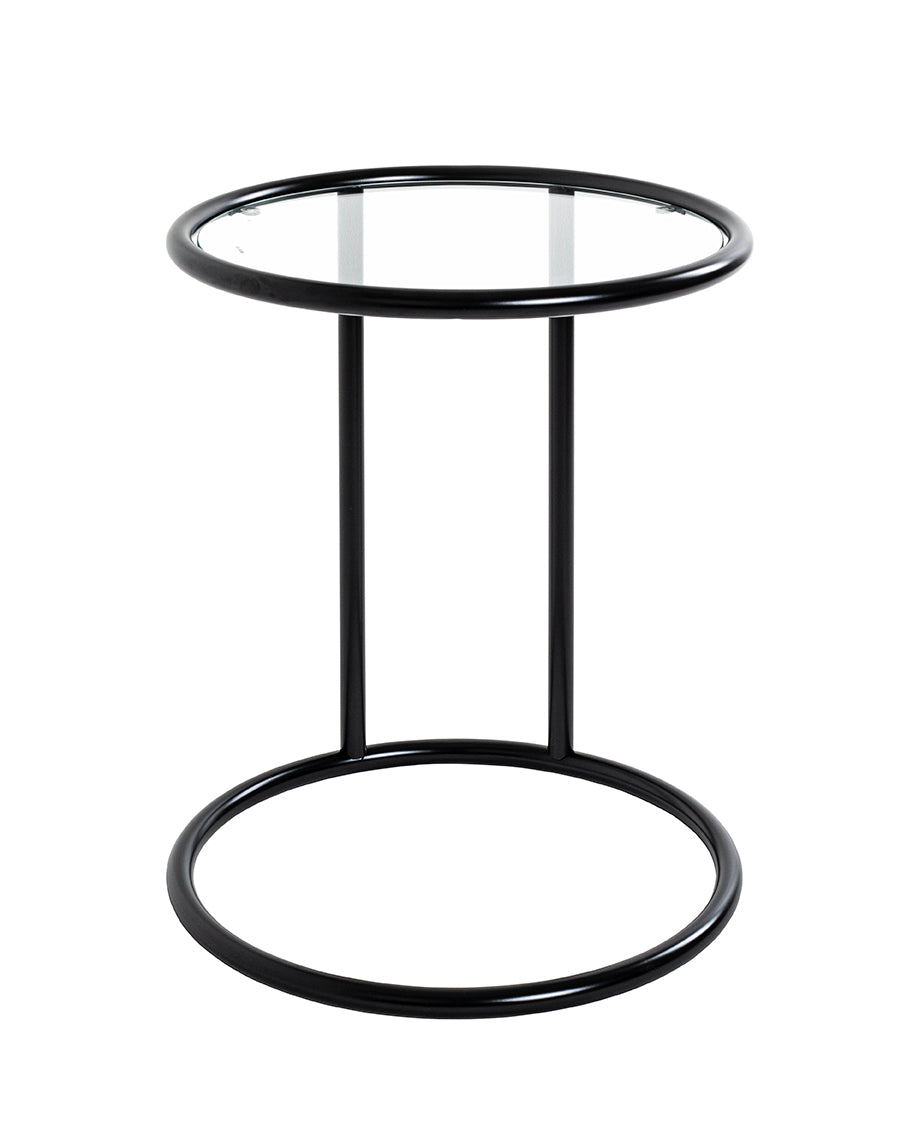 HAKU Möbel Beistelltisch aus Metall mit Glas in Schwarz 45 x 55 cm
