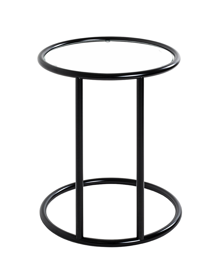 HAKU Möbel Beistelltisch aus Metall mit Glas in Schwarz 45 x 55 cm