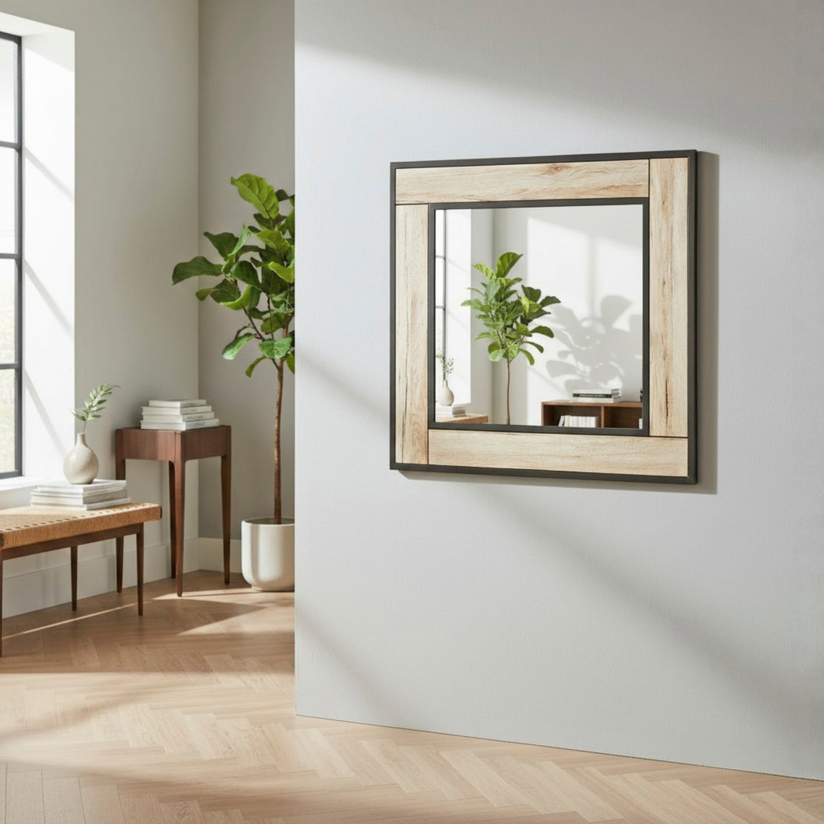 HAKU Möbel Wandspiegel aus MDF mit Spiegel in Braun