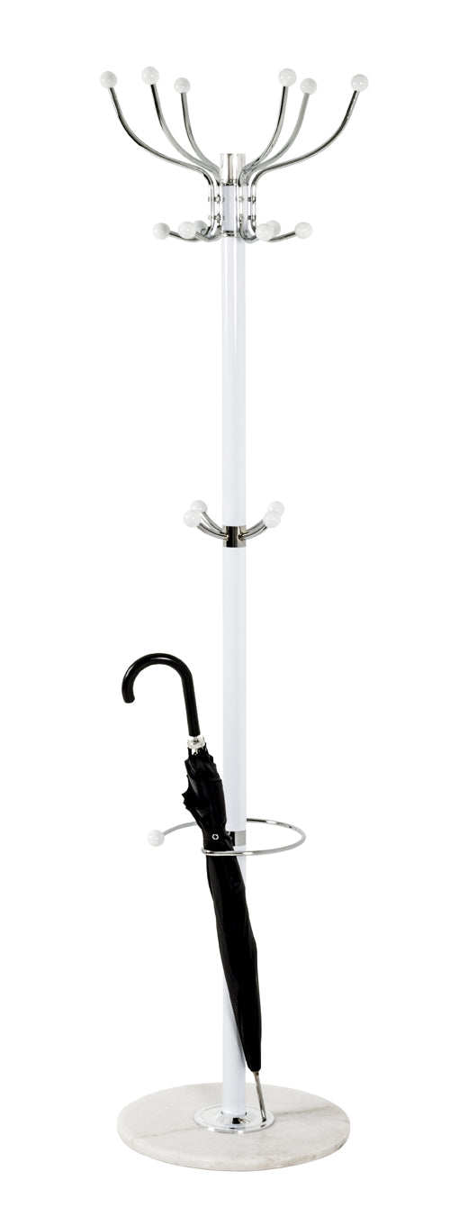 HAKU Möbel Garderobenständer aus Metall mit Marmor 38 x 176 cm in Chrom, Weiss