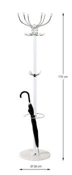 HAKU Möbel Garderobenständer aus Metall mit Marmor 38 x 176 cm in Chrom, Weiss