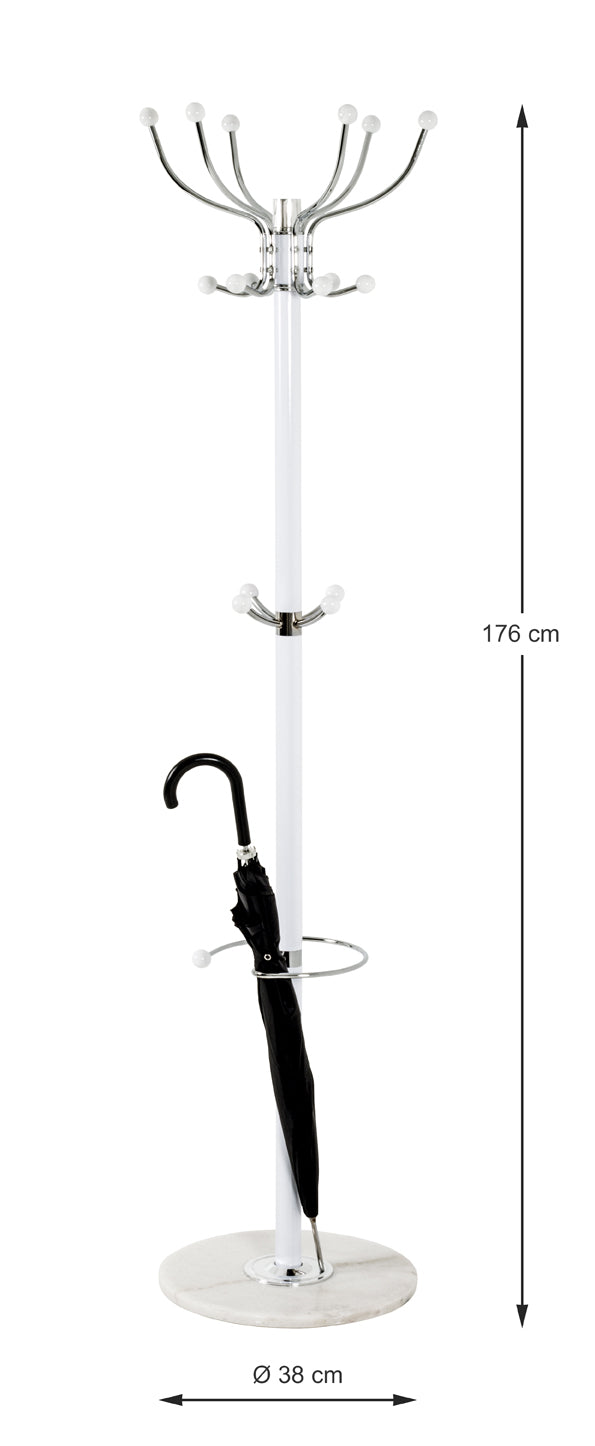 HAKU Möbel Garderobenständer aus Metall mit Marmor 38 x 176 cm in Chrom, Weiss