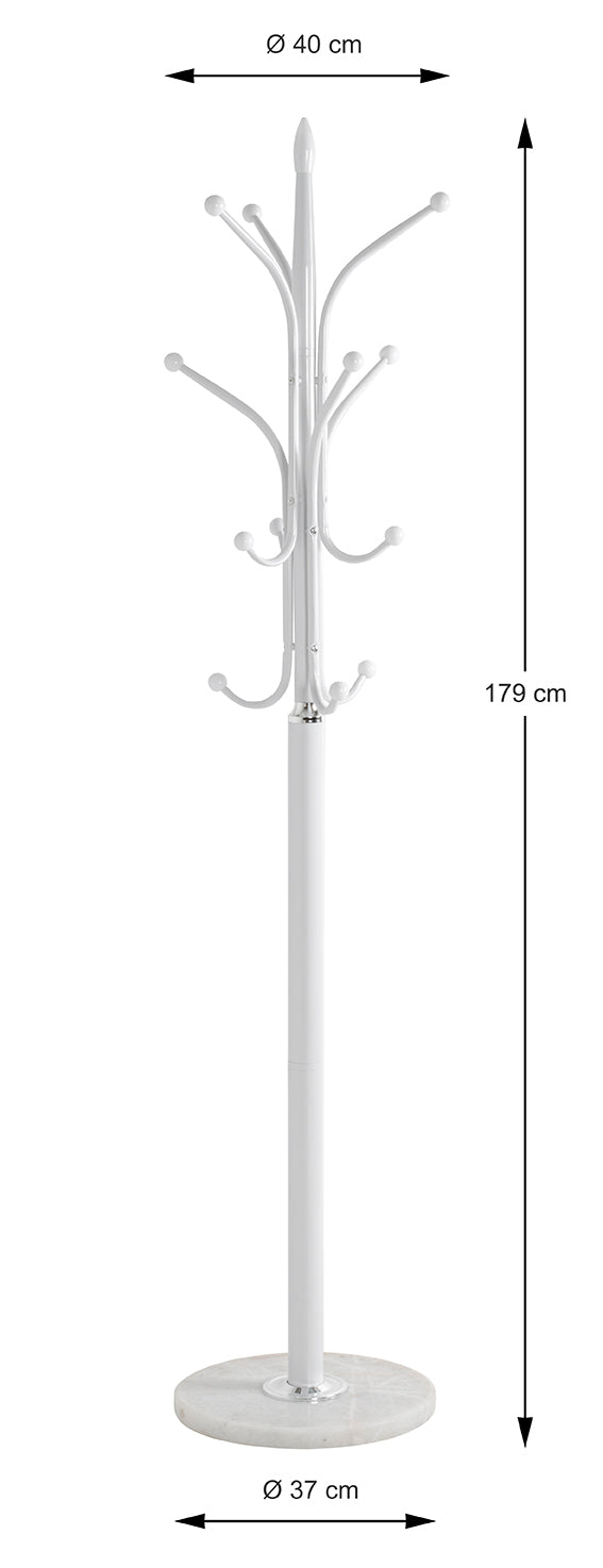 HAKU Möbel Garderobenständer aus Metall mit Marmor in Weiss 40 x 177 cm
