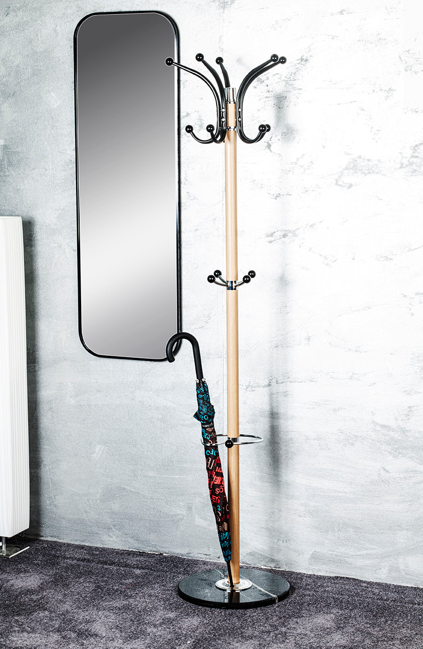 HAKU Möbel Garderobenständer aus Metall mit Marmor in Braun 40 x 175 cm