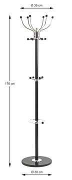 HAKU Möbel Garderobenständer aus Metall mit Marmor 38 x 176 cm in Chrom, Schwarz