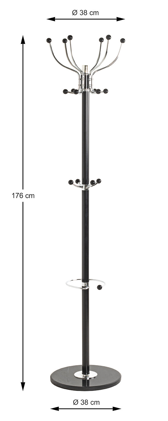 HAKU Möbel Garderobenständer aus Metall mit Marmor 38 x 176 cm in Chrom, Schwarz