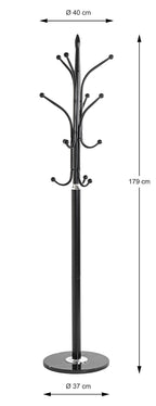 HAKU Möbel Garderobenständer aus Metall mit Marmor in Schwarz 40 x 179 cm