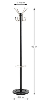 HAKU Möbel Garderobenständer aus Metall in Schwarz 36 x 182 cm