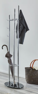HAKU Möbel Garderobenständer aus Metall mit Glas in Silber 40 x 183 cm